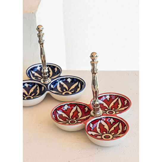 The Mia Corallo Çerezlik Kırmızı 3 Bölmeli 19x19x19 Cm