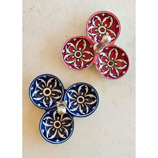 The Mia Corallo Çerezlik Kırmızı 3 Bölmeli 19x19x19 Cm