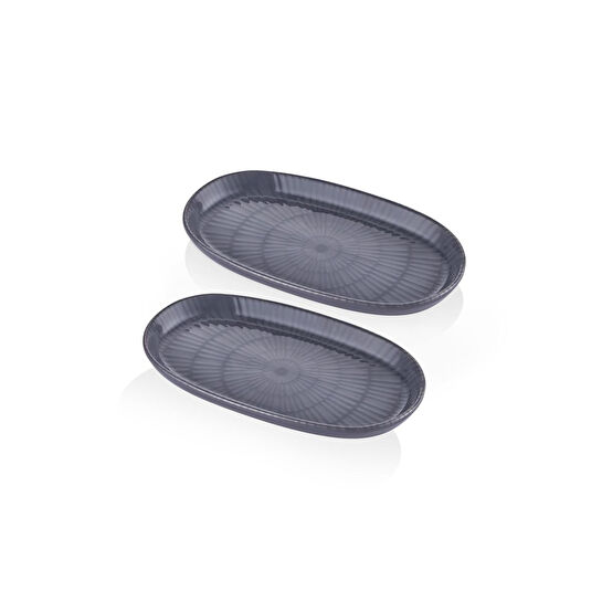 The Mia Noon Oval Servis 2li Gri 26 Cm