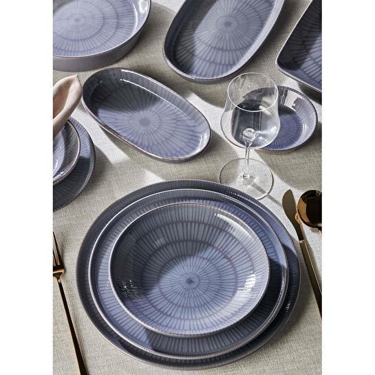 The Mia Noon Oval Servis 2li Gri 17 Cm