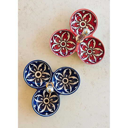 The Mia Corallo Çerezlik Mavi 3 Bölmeli 19x19x19 Cm