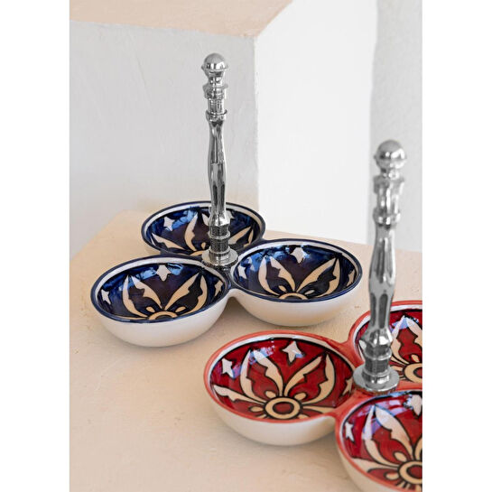 The Mia Corallo Çerezlik Mavi 3 Bölmeli 19x19x19 Cm