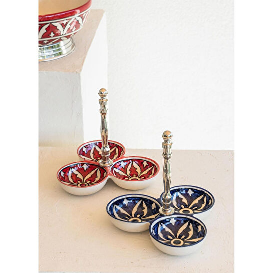 The Mia Corallo Çerezlik Mavi 3 Bölmeli 19x19x19 Cm