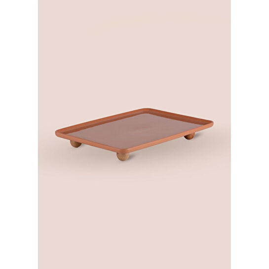The Mia Limoges Ahşap Ayaklı Servis Tabağı Terracota 33x23x5 Cm