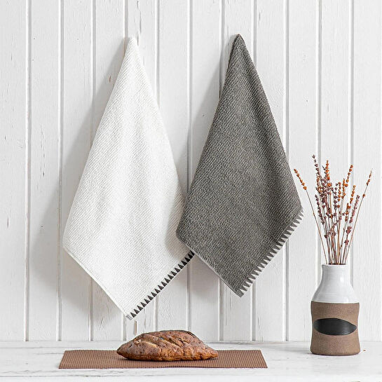 Green Black Vera 2'li Mutfak Havlusu Krem-antrasit