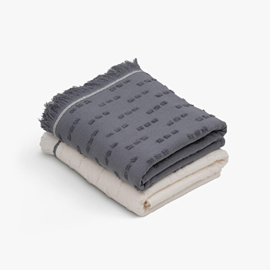 Green Black Pera 2'li Mutfak Havlusu Krem-lacivert