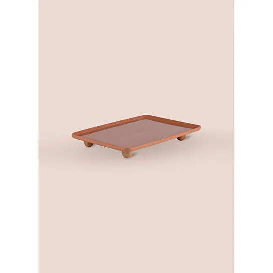 The Mia Limoges Ahşap Ayaklı Servis Tabağı Terracota 28x20x5 Cm