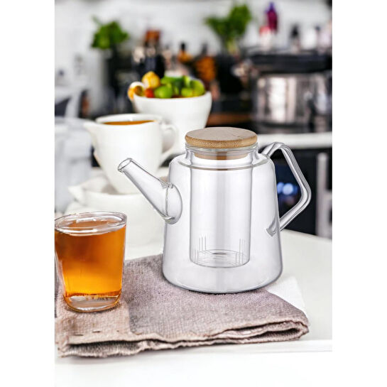 The Mia Bambu Kapaklı Süzgeçli Demlik 800 Ml