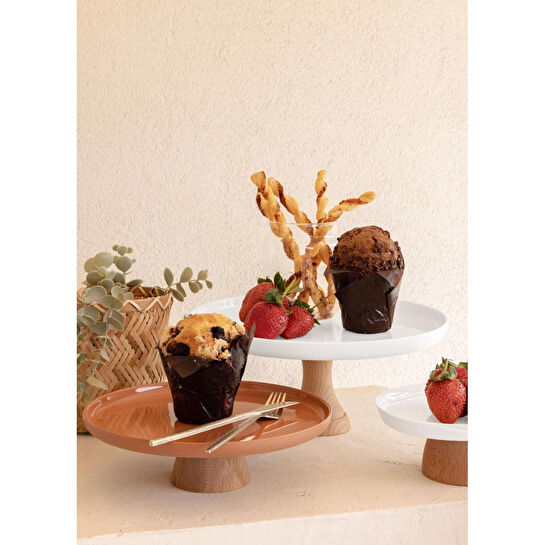 The Mia Limoges Ahşap Ayaklı Tabak Terracota 21x7 Cm