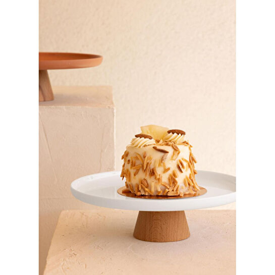 The Mia Limoges Ahşap Ayaklı Tabak Beyaz 21x7 Cm