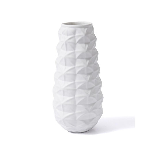 The Mia Licia Seramik Vazo Beyaz 17x17x37 Cm