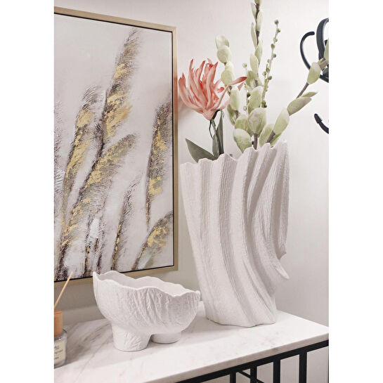 The Mia Licia Seramik Vazo Beyaz 25x17x19 Cm