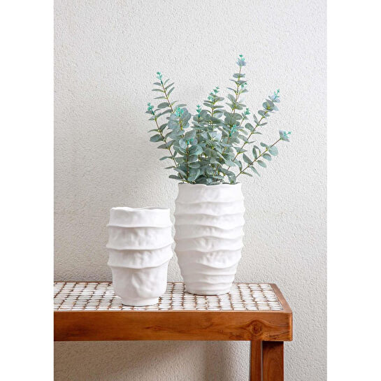 The Mia Licia Seramik Vazo Beyaz 20x20x31 Cm