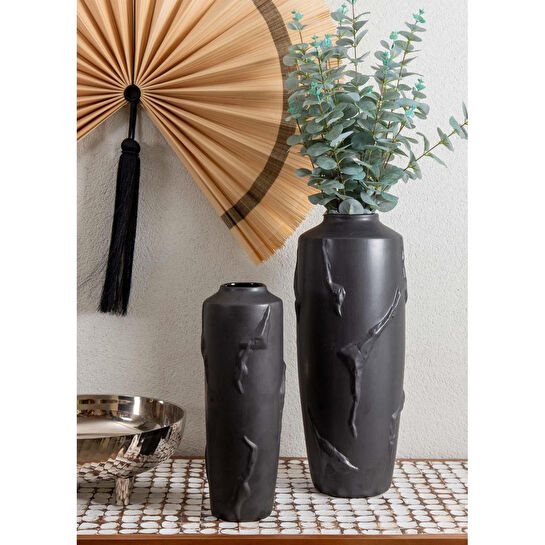 The Mia Licia Seramik Vazo Siyah 19x19x48 Cm