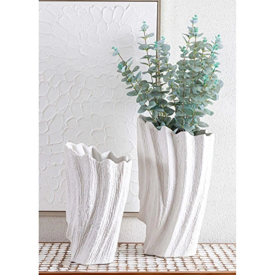 The Mia Licia Seramik Vazo Beyaz 29x19x47 Cm