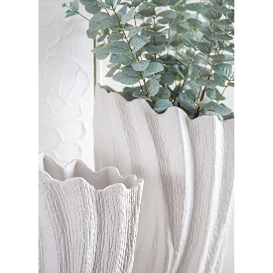 The Mia Licia Seramik Vazo Beyaz 24x15x38 Cm