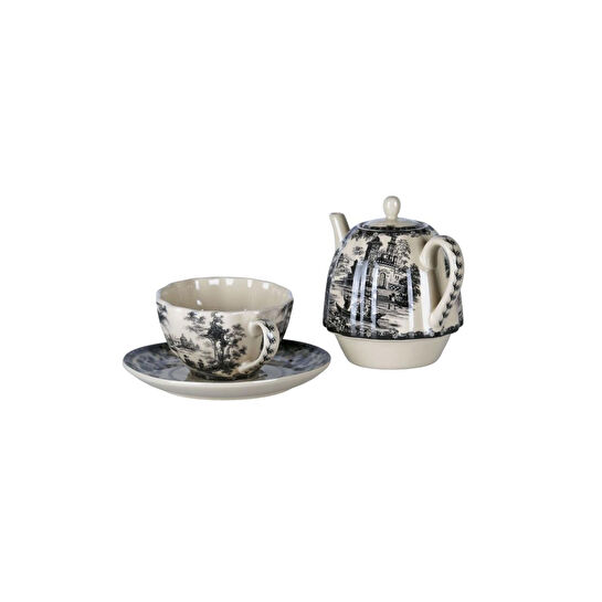 Lucky Art Florantine Stoneware Demlik Ve Fincan Set