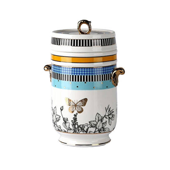 Lucky Art Maggey New Bone China Porselen Kulplu 18 Cm Kavanoz