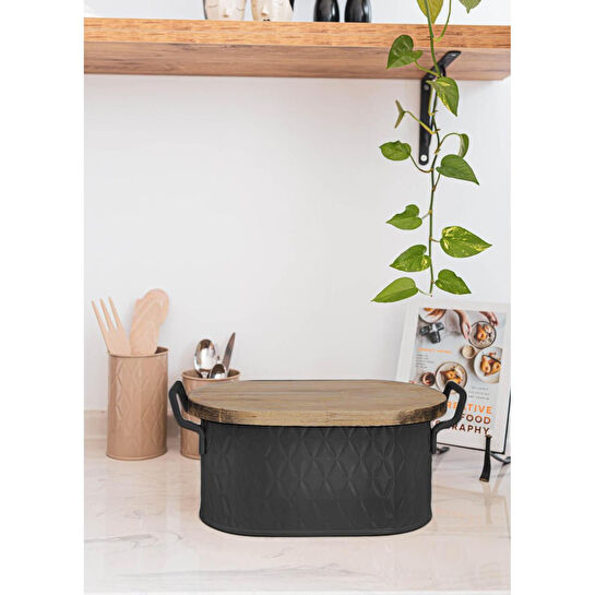 The Mia Prizma Ekmek Saklama Kabı Siyah 40x22x18 Cm