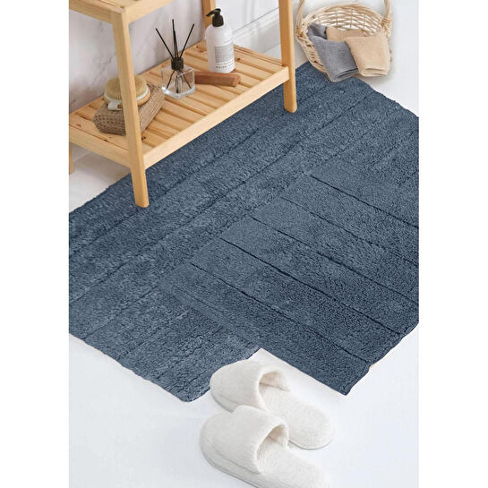 The Mia Peluş Banyo Paspası Antrasit 2 Parça
