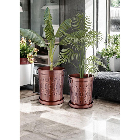 The Mia Prizma Saksı Bakır Kaplama 37x31x46 Cm