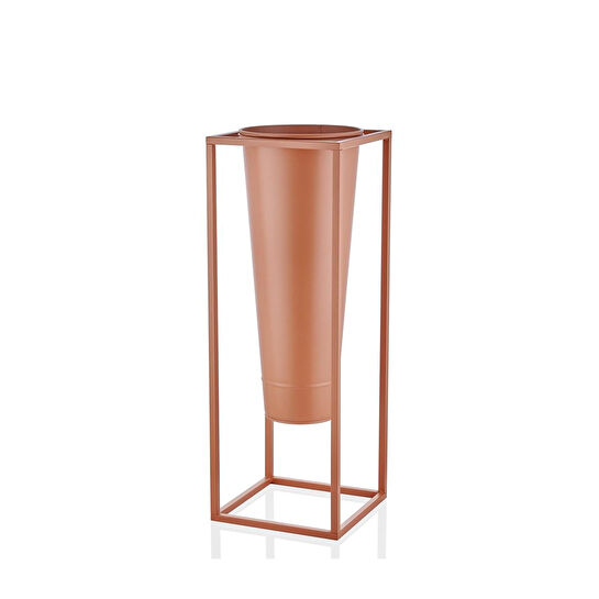 The Mia Suelo Vazo Saksı Terracota Bakır 29x29x80 Cm