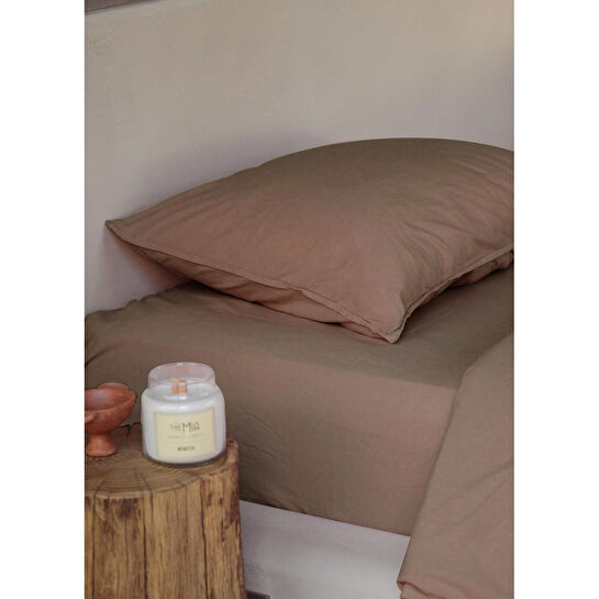 The Mia Cotta Wood Smooke Tek Kşl Lastikli Çarşaf 200x100