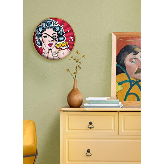 The Mia Popart Duvar Saati Kırmızı 30 Cm