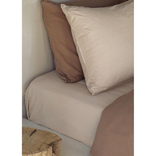The Mia Cotta Beige Tek Kişilik Lastikli Çarşaf 200x100 Cm