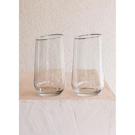 The Mia Gina Su Bardağı Uzun Gümüş 6lı Set