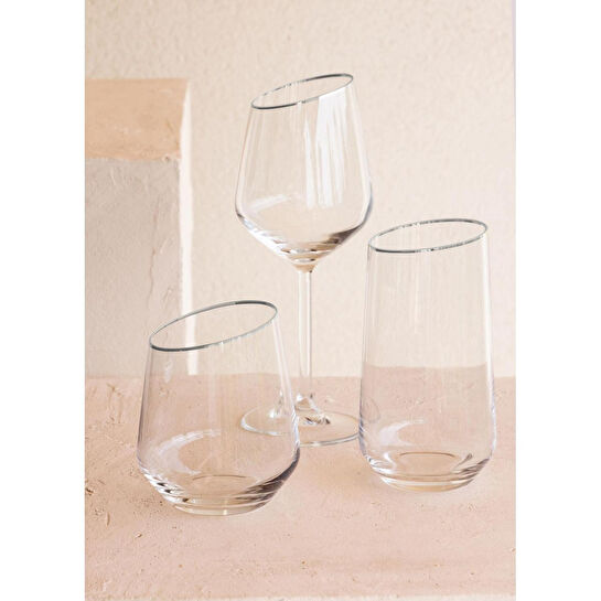 The Mia Gina Su Bardağı Uzun Gümüş 6lı Set