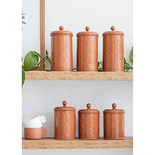 The Mia Prizma Çay Şeker Kahve Kavanozu Terracota 1,20 Lt