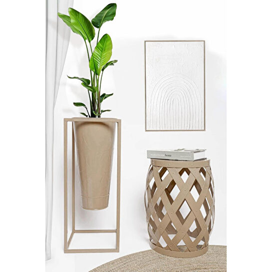 The Mia Prizma Vazo Saksı Karamel 70x30x30 Cm
