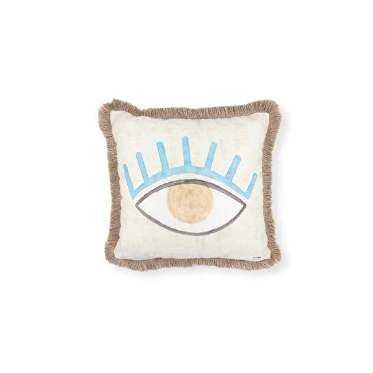 The Mia Amulet Kırlent Bej Mavi 45 X 45 Cm