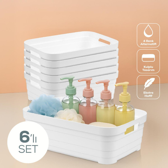 Vienev 6'lı 8,2 Litre Saklama Kutusu Beyaz