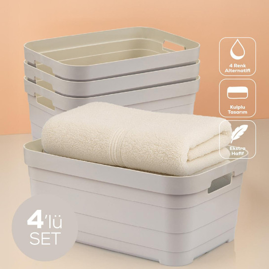 Vienev 4'lü 10,8 Litre Saklama Kutusu Bej