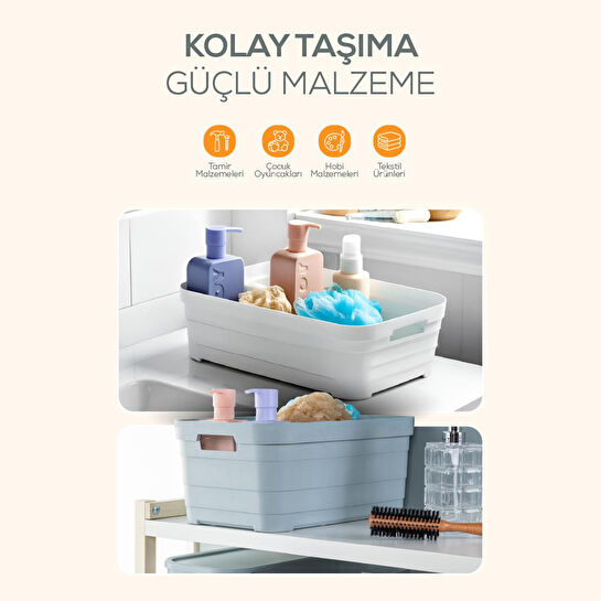 Vienev 6'lı Kapaklı 5 Litre Saklama Kutusu Beyaz