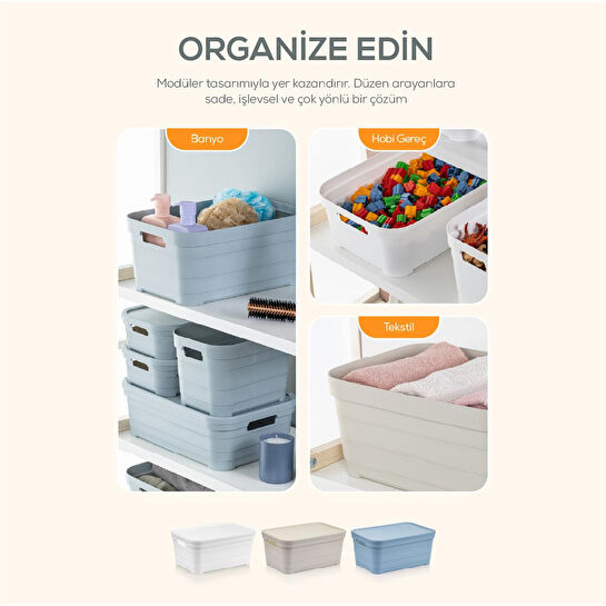 Vienev 6'lı Kapaklı 10,8 Litre Saklama Kutusu Beyaz