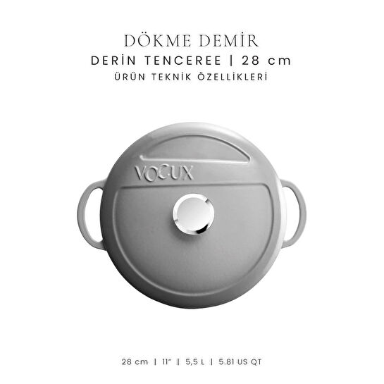 Voeux Kitchenware Gracieuse Gri Derin Döküm Tencere 28 Cm