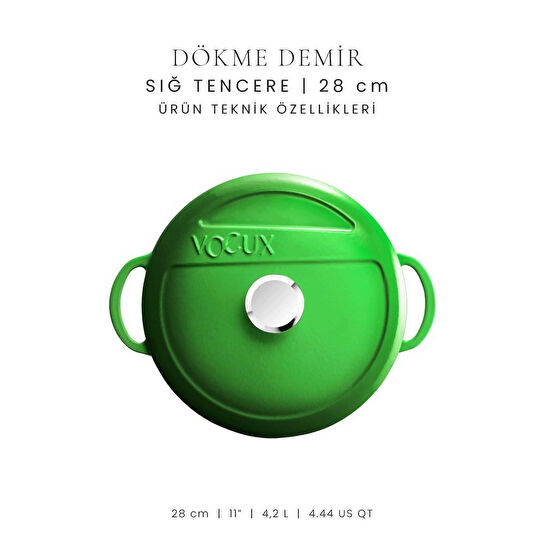 Voeux Kitchenware Forêt Yeşil Sığ Döküm Tencere 28 Cm