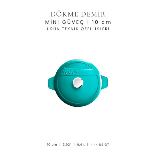 Voeux Kitchenware Profond Turkuaz Döküm Mini Güveç 10 Cm