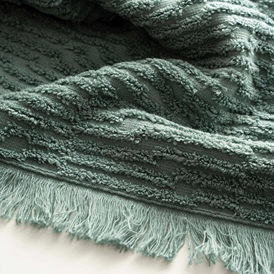 Green Black Anisa 2'li El Yüz Havlusu %100 Pamuk Penye Jakarlı Yeşil 50x90 Cm