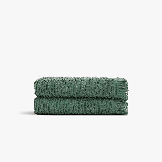 Green Black Anisa 2'li El Yüz Havlusu %100 Pamuk Penye Jakarlı Yeşil 50x90 Cm