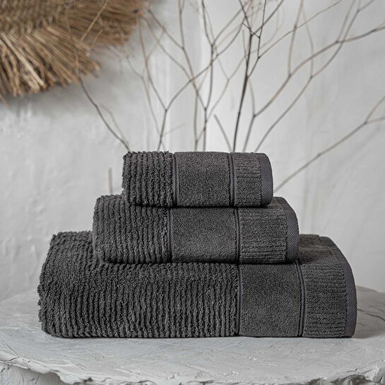 Green Black Eliza 3'lü Havlu Seti Antrasit