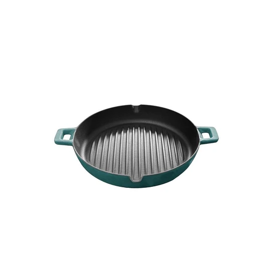 Voeux Kitchenware Profond Turkuaz Döküm Yuvarlak Izgara Tava 30 Cm