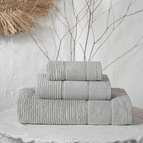 Green Black Eliza 3'lü Havlu Seti Gri