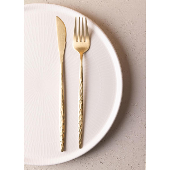 The Mia Shiny Çatal Kaşık Bıçak Takımı Mat Gold 36 Parça
