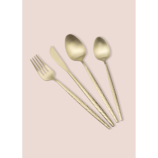 The Mia Shiny Çatal Kaşık Bıçak Takımı Mat Gold 24 Parça