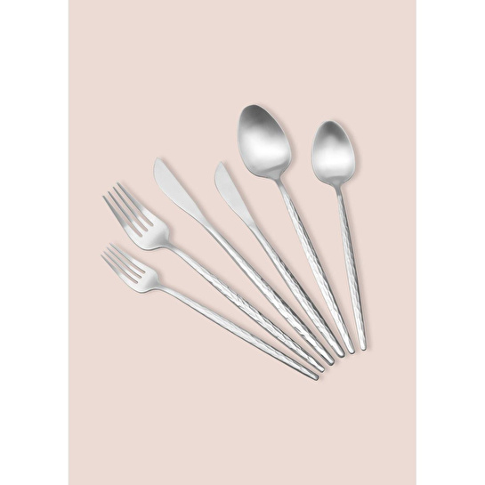 The Mia Shiny Çatal Kaşık Bıçak Takımı Mat Gümüş 36 Parça