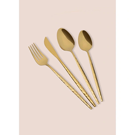 The Mia Shiny Çatal Kaşık Bıçak Takımı Gold 24 Parça